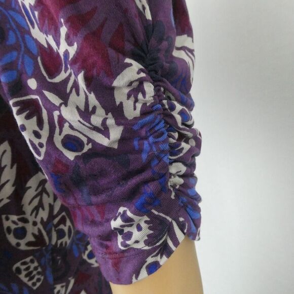 Free People Hollywood Top Deep V Neck Button Front Floral Boho Purple Small - Picture 4 of 8